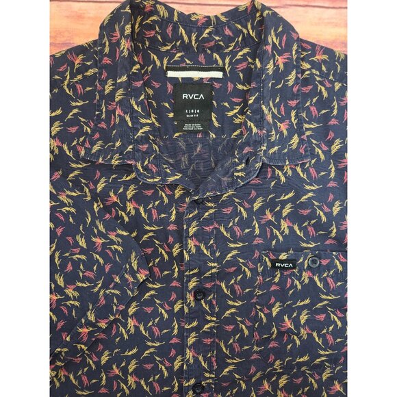 RVCA Mens Slim Fit Short Sleeve Cotton Shirt Large 100% Cotton - Picture 4 of 8